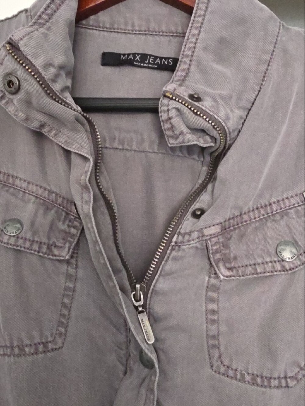 Max Jeans Gray Utility Drawstring Field Jacket - Picture 2 of 12